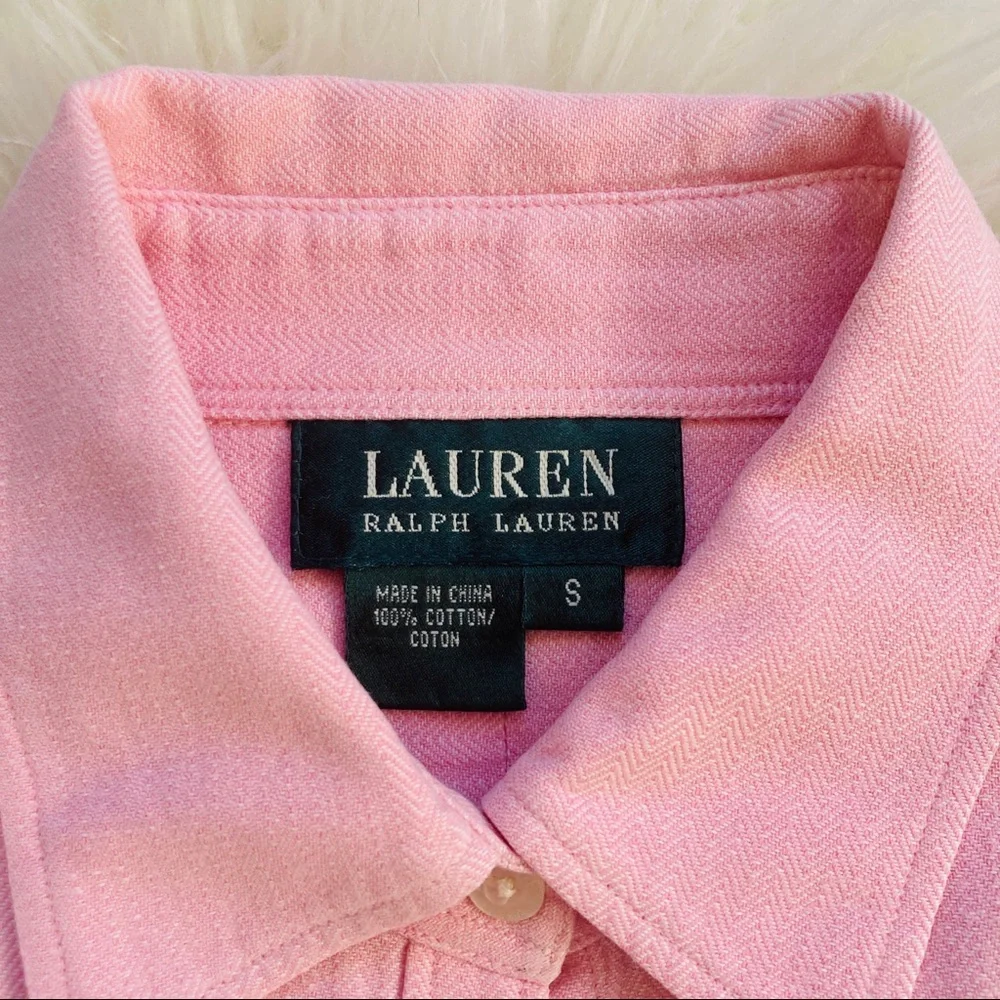 Ralph Lauren | Pink Cotton Button Down Blouse - Picture 3 of 4